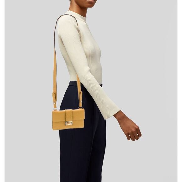 Fendi Tangerine Yellow Leather Selleria Baguette Crossbody Bag - Picture 5 of 16